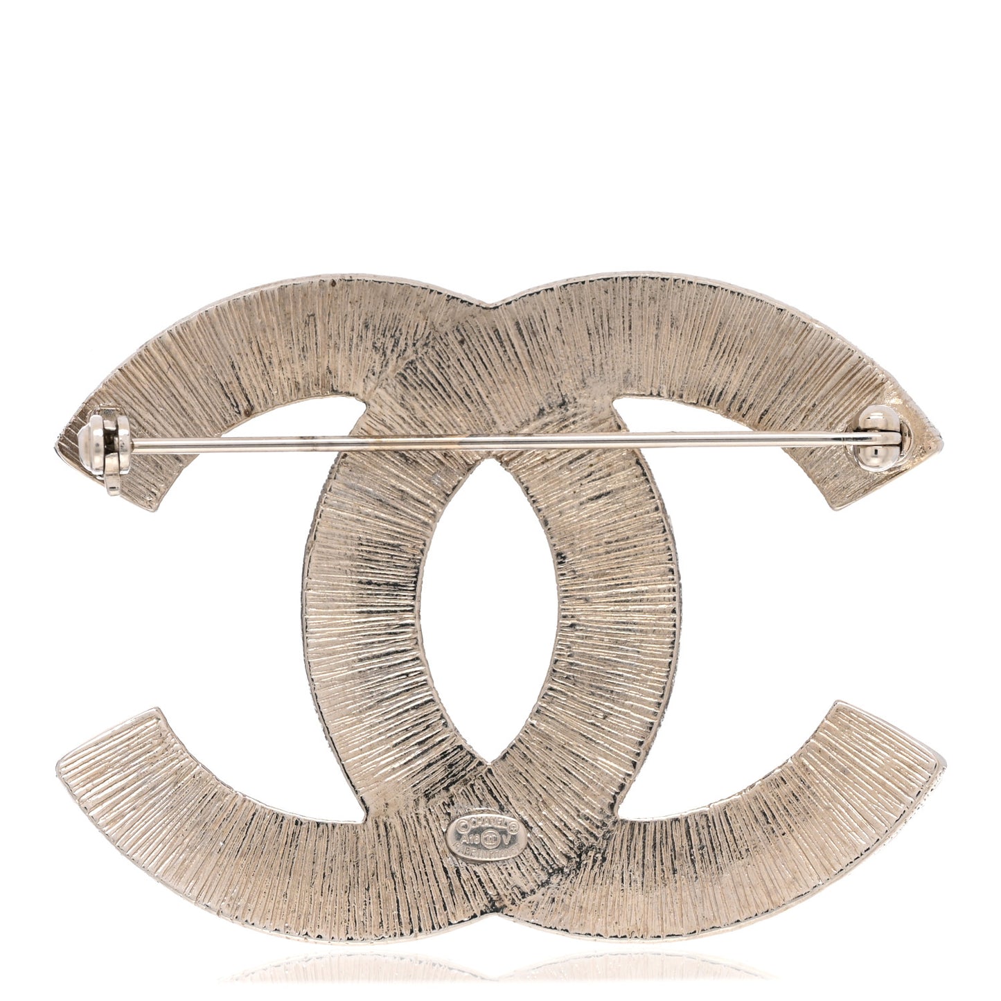 Baguette Crystal CC Brooch Silver