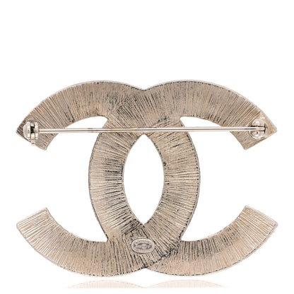 Chanel Baguette Crystal CC Brooch Silver 3 of 4