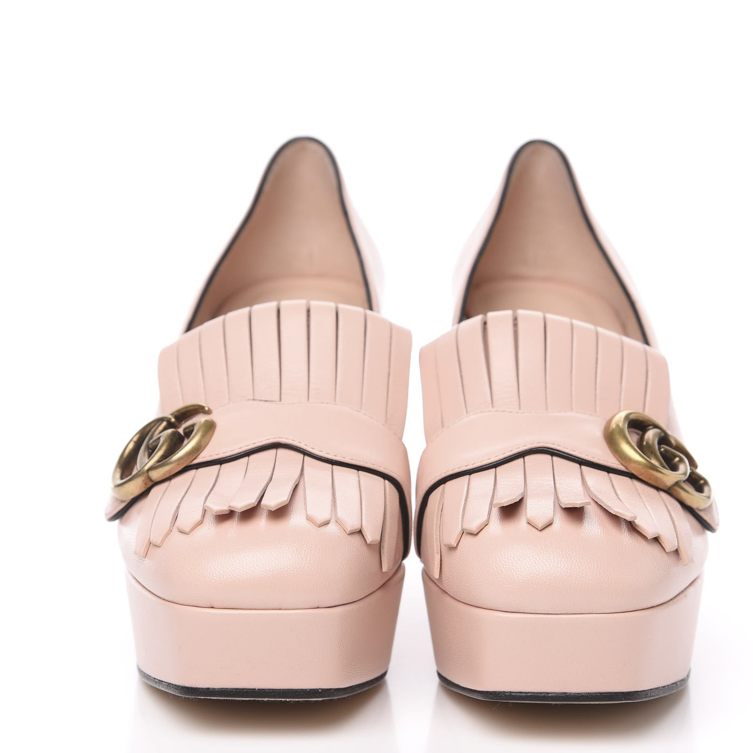 Gucci Malaga Kid GG Marmont Fringe Platform Loafer Pumps 40 Perfect Pink 2 of 9
