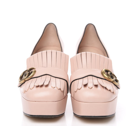 Gucci Malaga Kid GG Marmont Fringe Platform Loafer Pumps 40 Perfect Pink 2 of 9