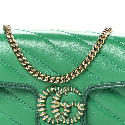Gucci Azalea Calfskin Enamel Matelasse Diagonal Super Mini Torchon GG Marmont Shoulder Bag New Shamarock Emerald 8 of 10