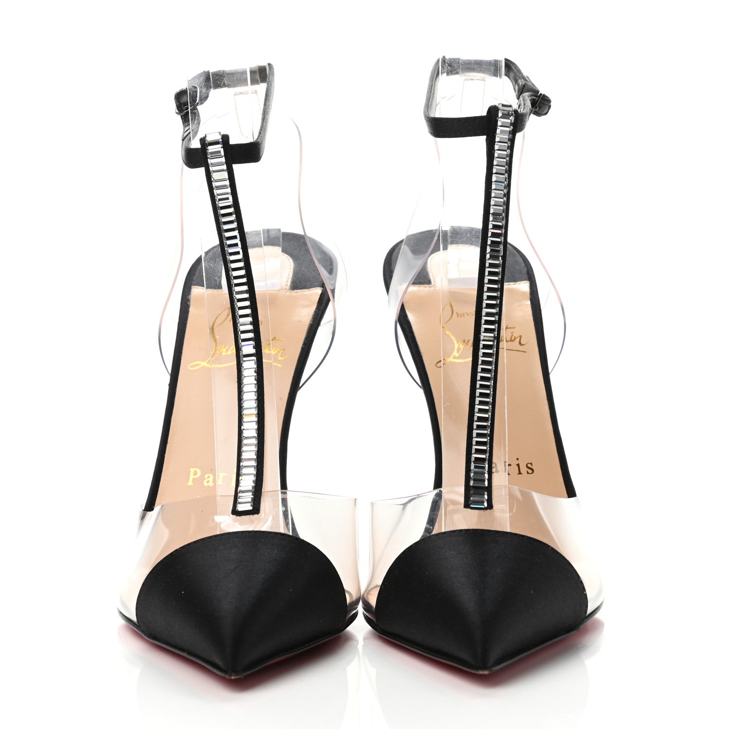 Christian Louboutin Satin PVC Crystal Nosy 100 Pumps 36.5 Black 2 of 5