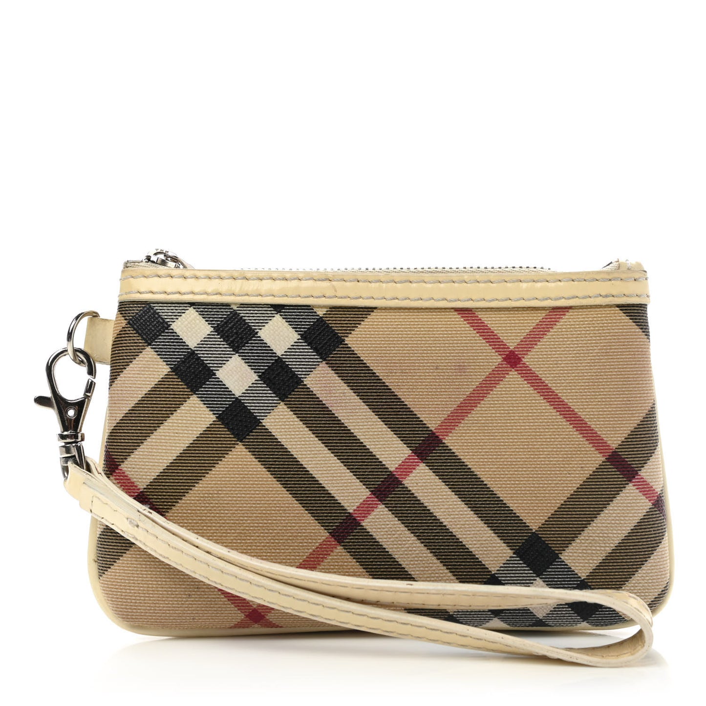 Nova Check Wristlet Pouch White