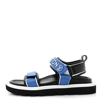 Louis Vuitton Calfskin Monogram Pool Pillow Flat Comfort Sandals 37 Blue 1 of 9