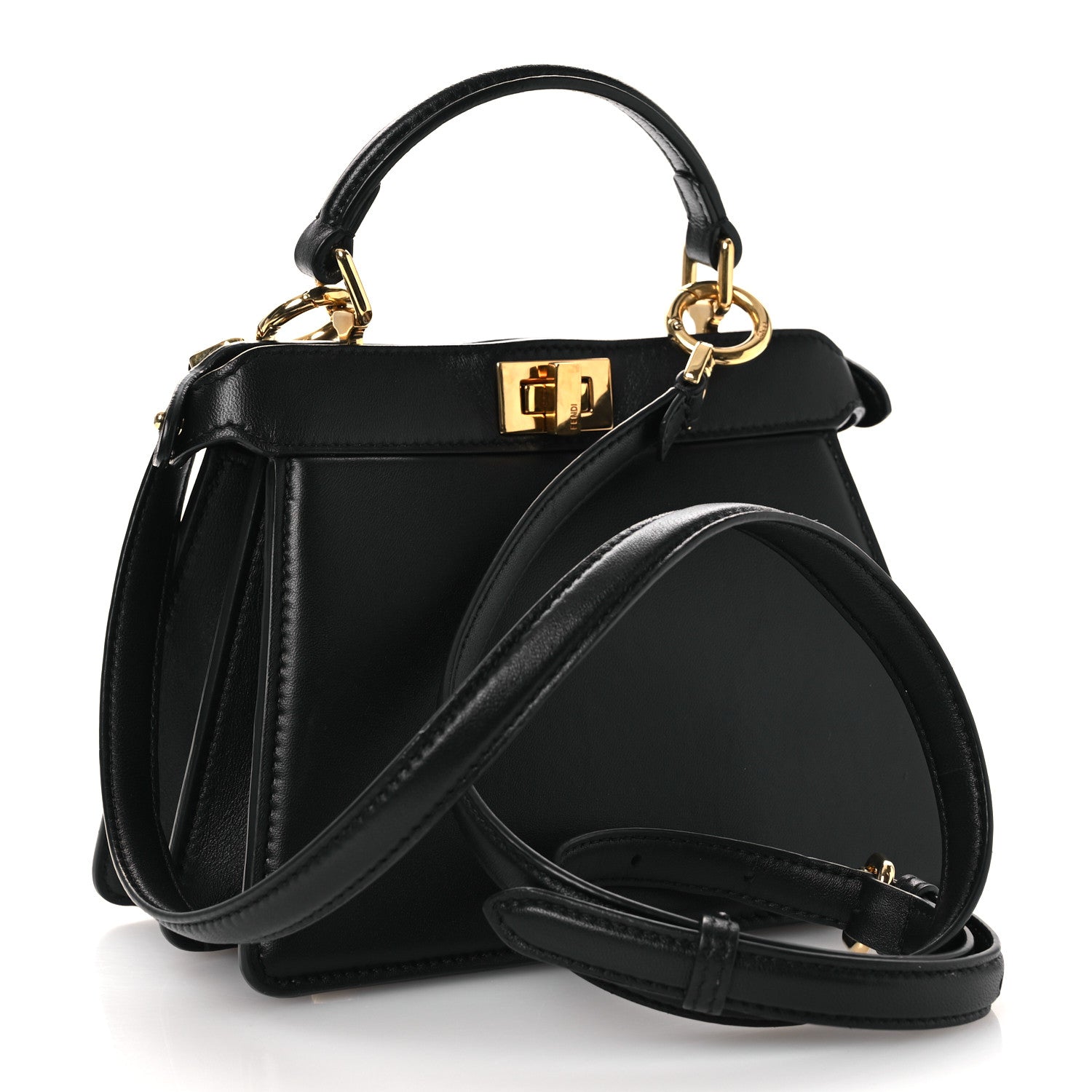 Fendi Shiny Nappa Petite Peekaboo I SEE U Satchel Black 3 of 13