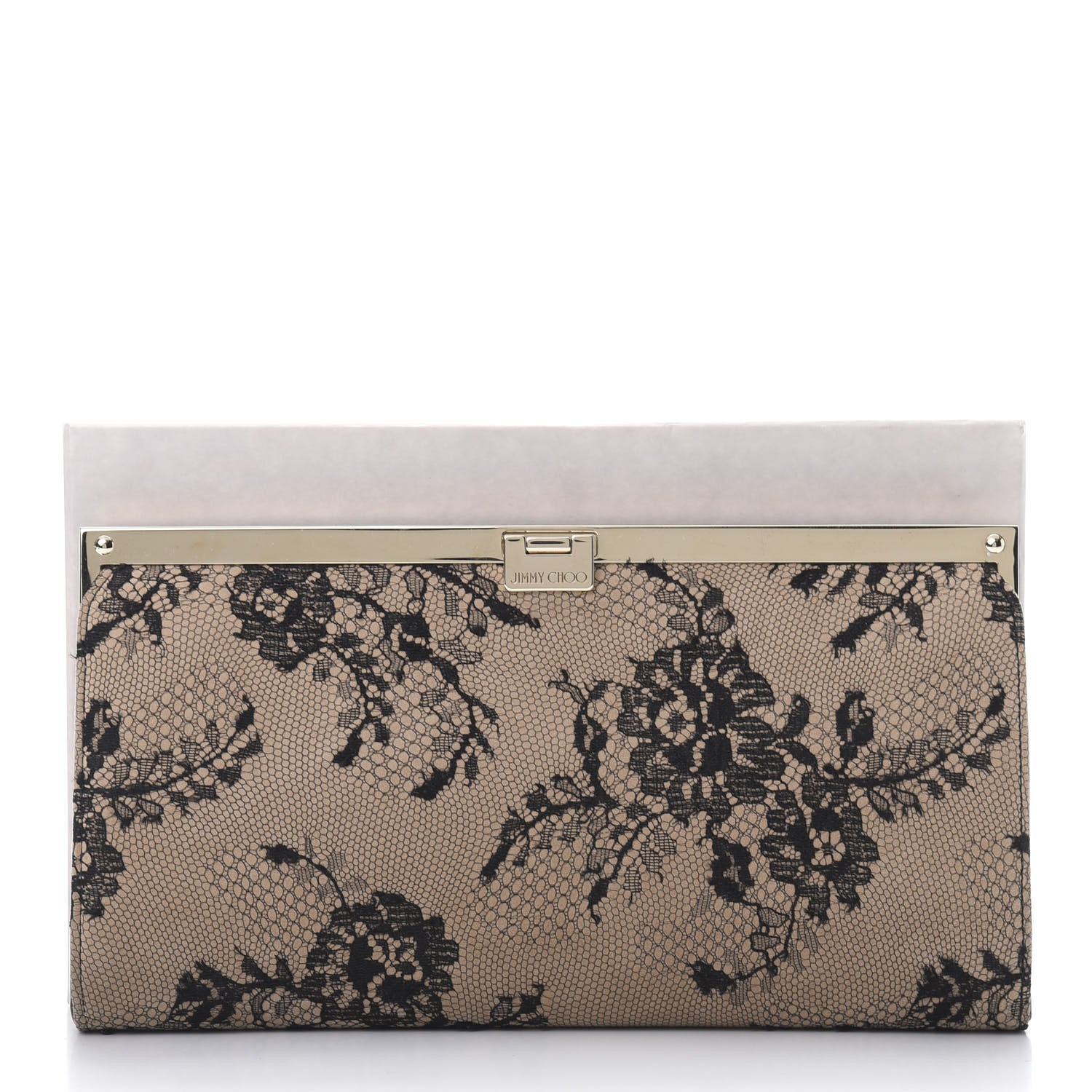 Jimmy Choo Calfskin Lace Camille Clutch Black 8 of 8
