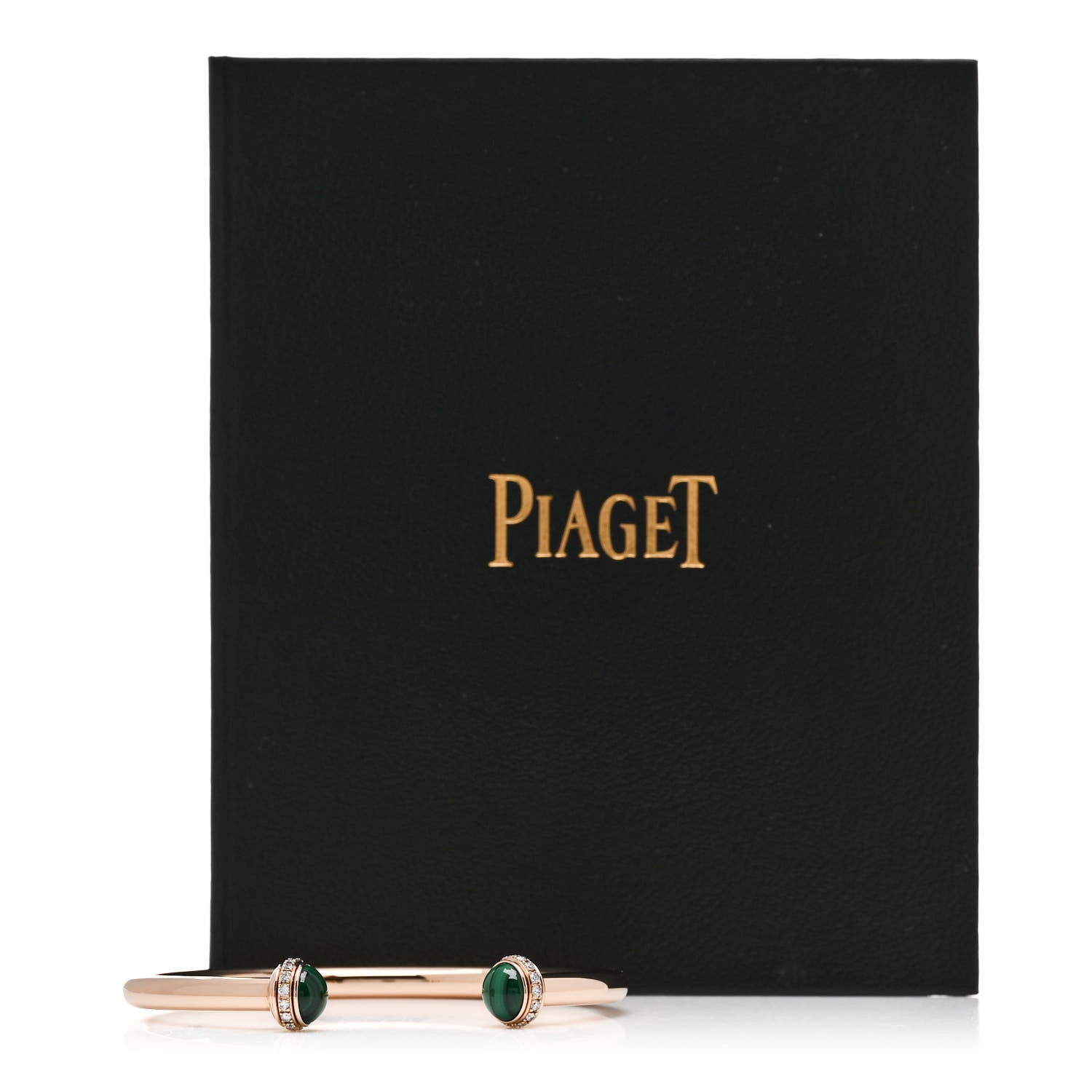 Piaget 18K Rose Gold Diamond Malachite Possession Open Bangle Bracelet 4 of 4
