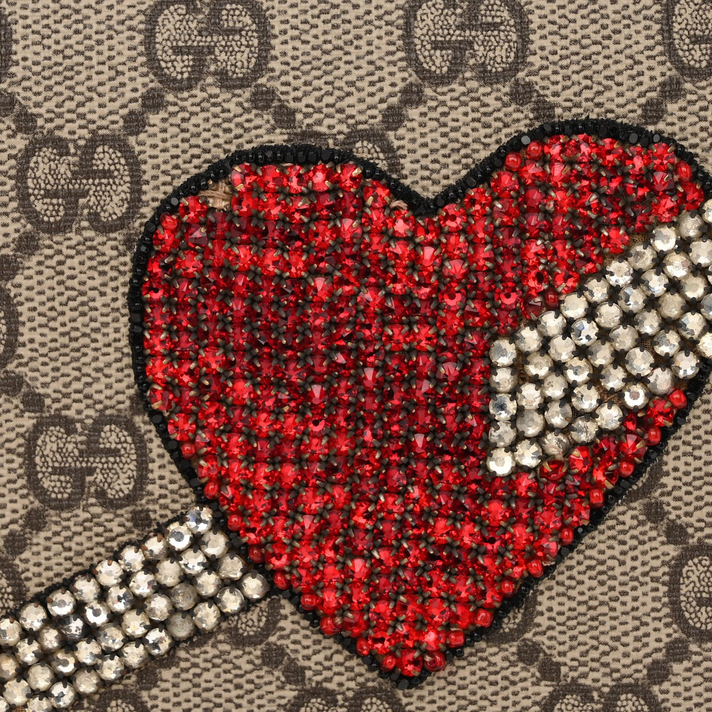 GG Supreme Monogram Suede Pierced Heart Embroidered Medium Dionysus Shoulder Bag Beige Ebony Pink Tropical Flower
