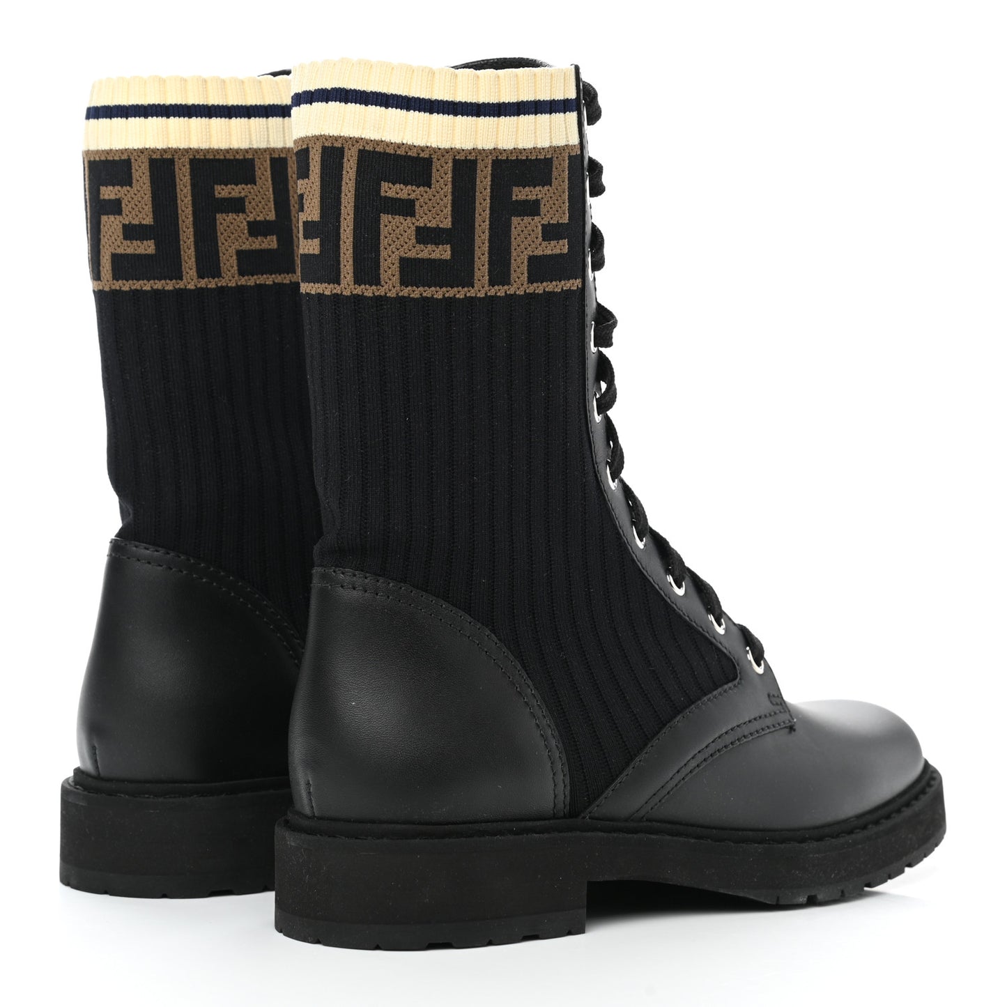 Calfskin Stretch Fabric Rockoko Biker Boots 38 Tobacco Black Marino