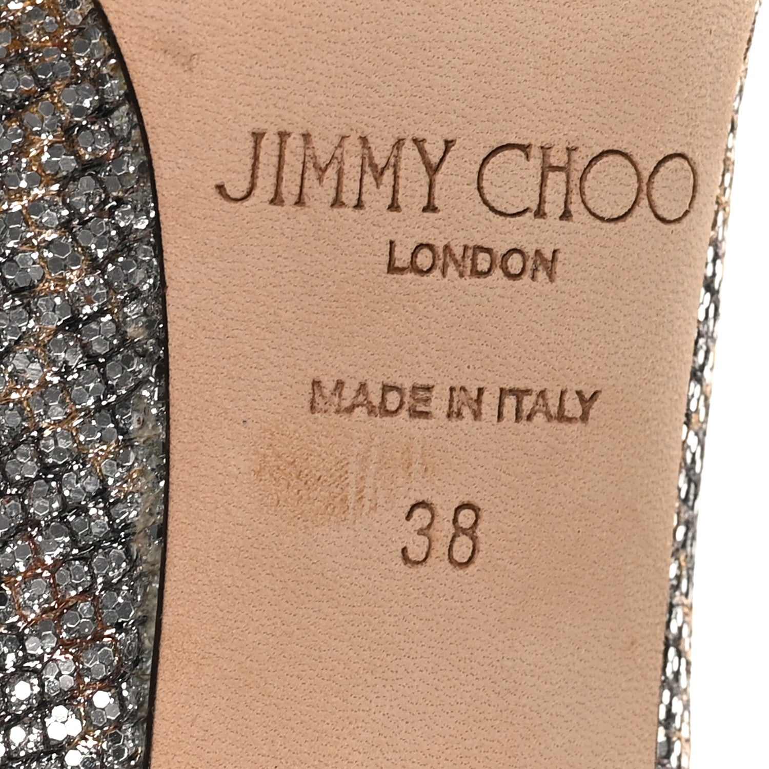 Jimmy Choo Coarse Glitter Fabric Aurora Leopard Print Abel Pumps 38 Champagne 8 of 8