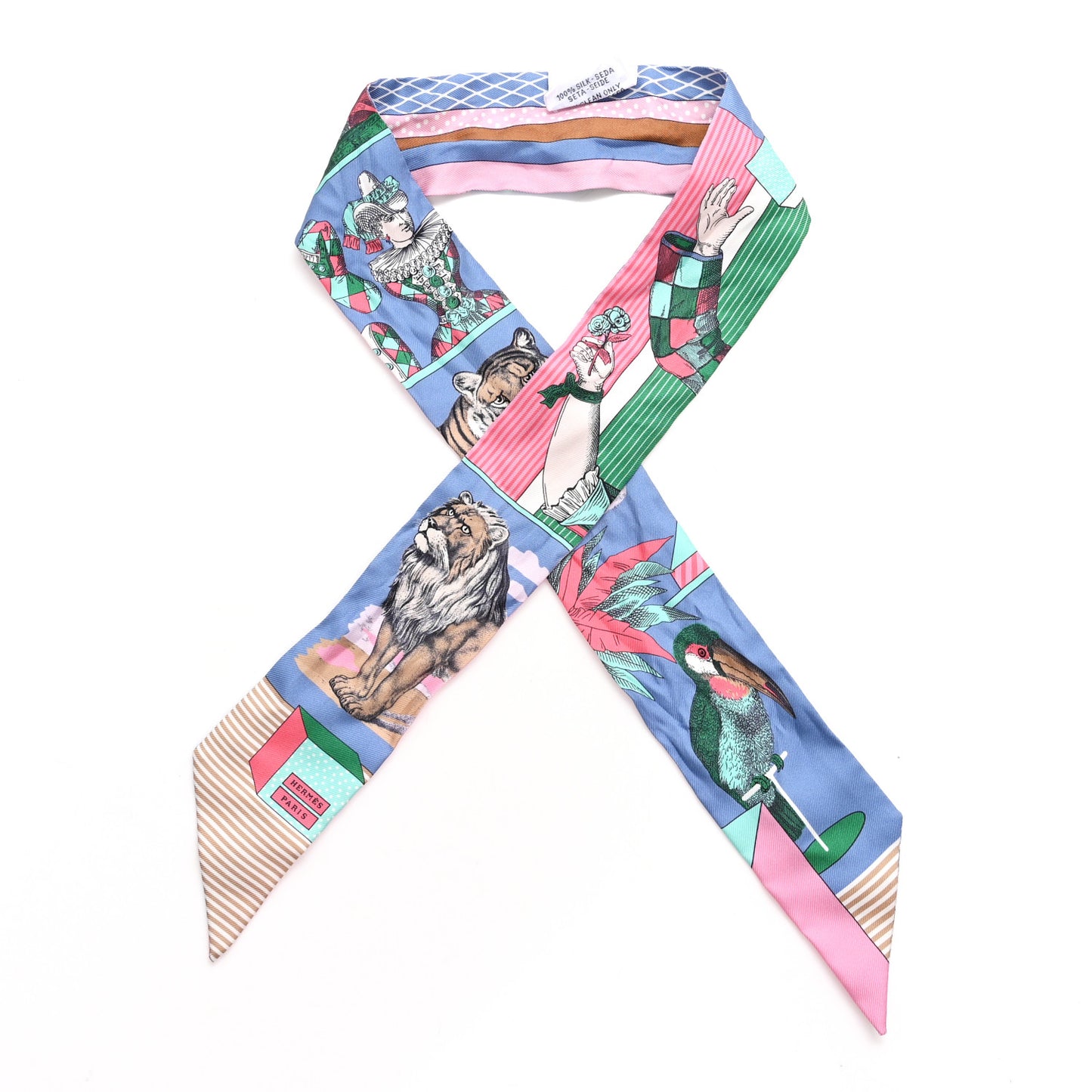 Silk Twilly Grand Theatre Nouveau Bleu Lavande Rose Vert