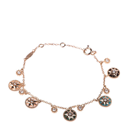 Christian Dior 18K Yellow Gold Diamond Mother of Pearl Multi Gemstone Rose Des Vents Charm Bracelet 1 of 6