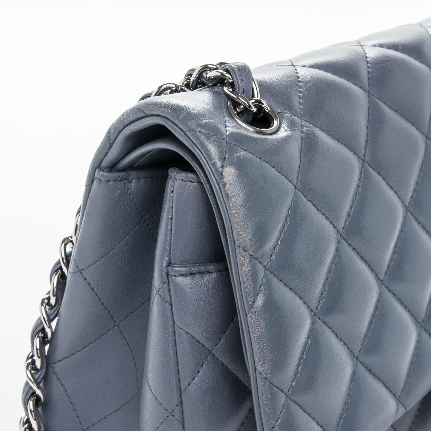 Lambskin Quilted Jumbo Double Flap Purple