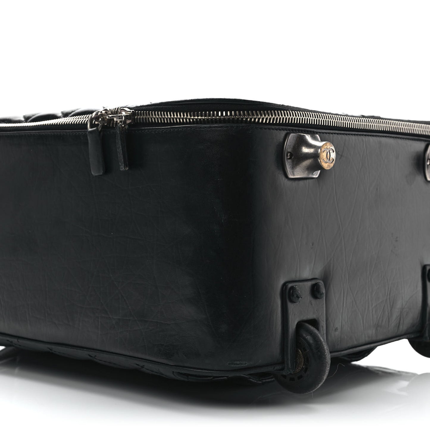 Aged Calfskin Quilted Case Trolley Black
