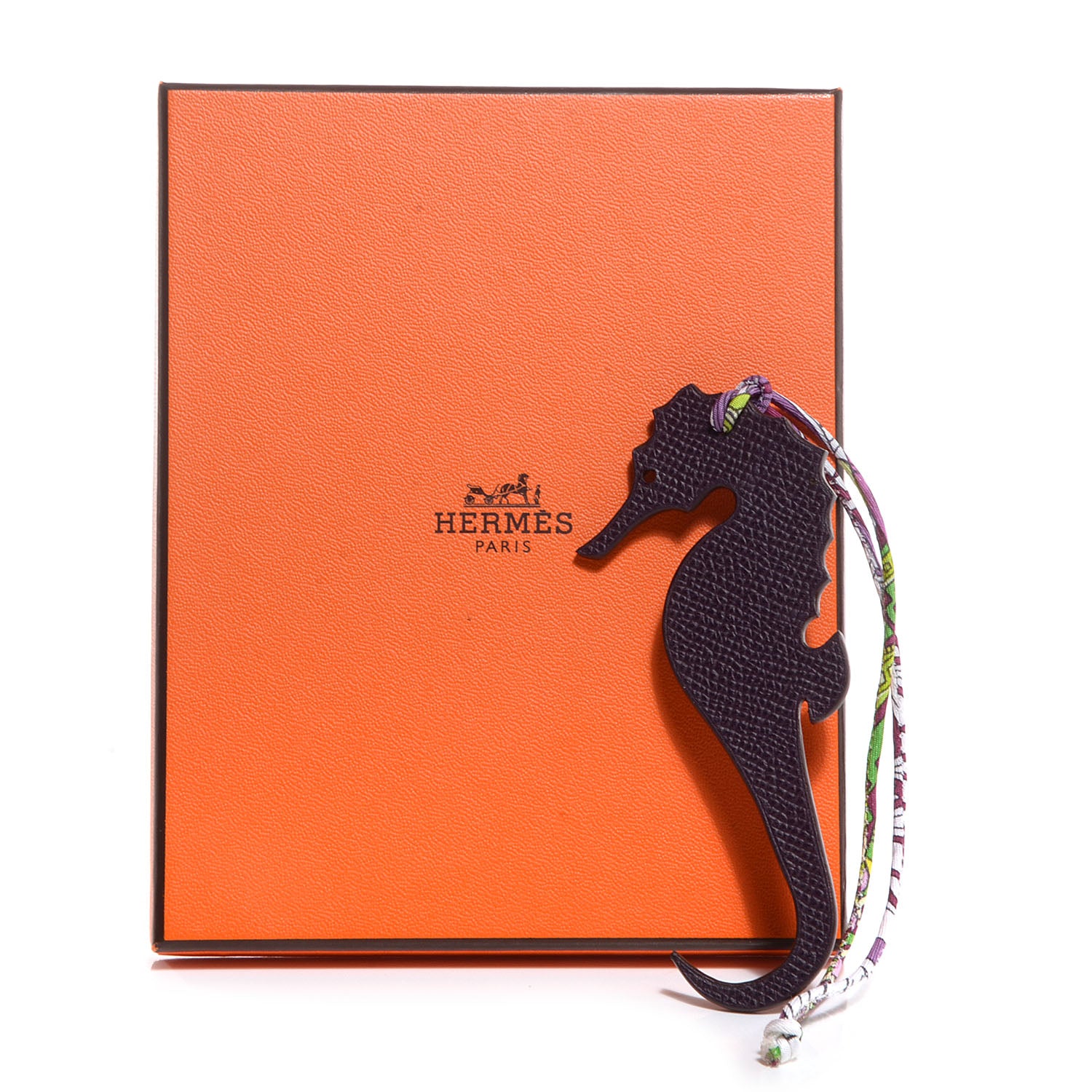 Hermes Togo Epsom Petit H Seahorse Bag Charm PM Etoupe Raisin 5 of 5