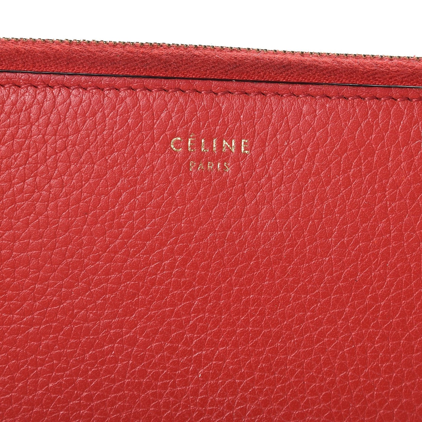 Drummed Calfskin Large Zip Around Multifunction Wallet Coquelicot