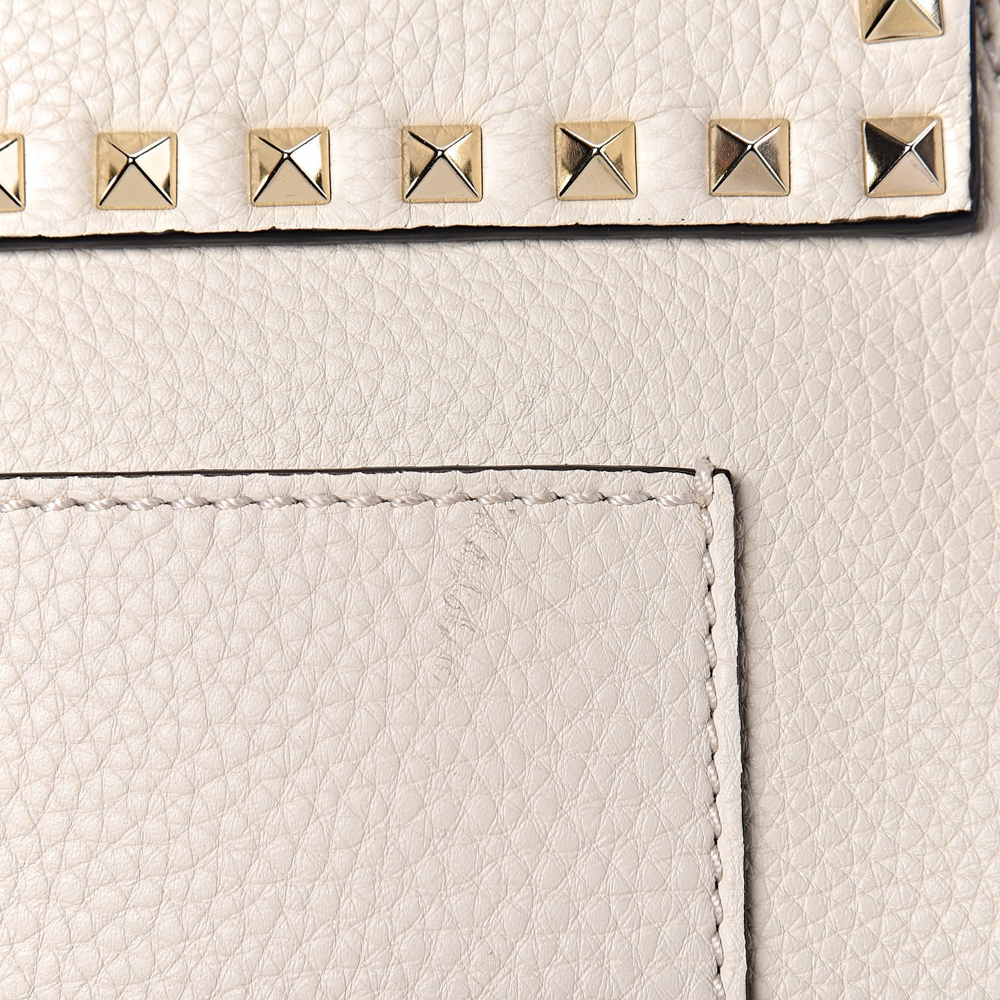 Grained Calfskin Rockstud Saddle Bag Light Ivory