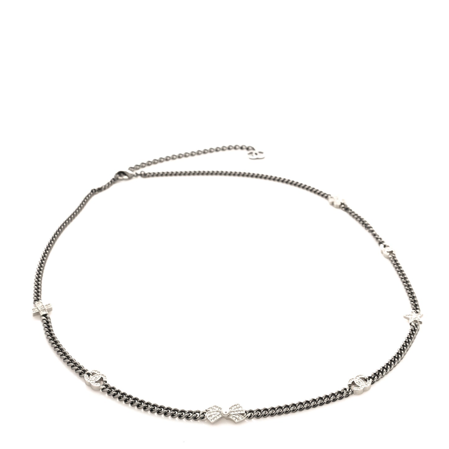 Crystal Charm Chain Belt Silver