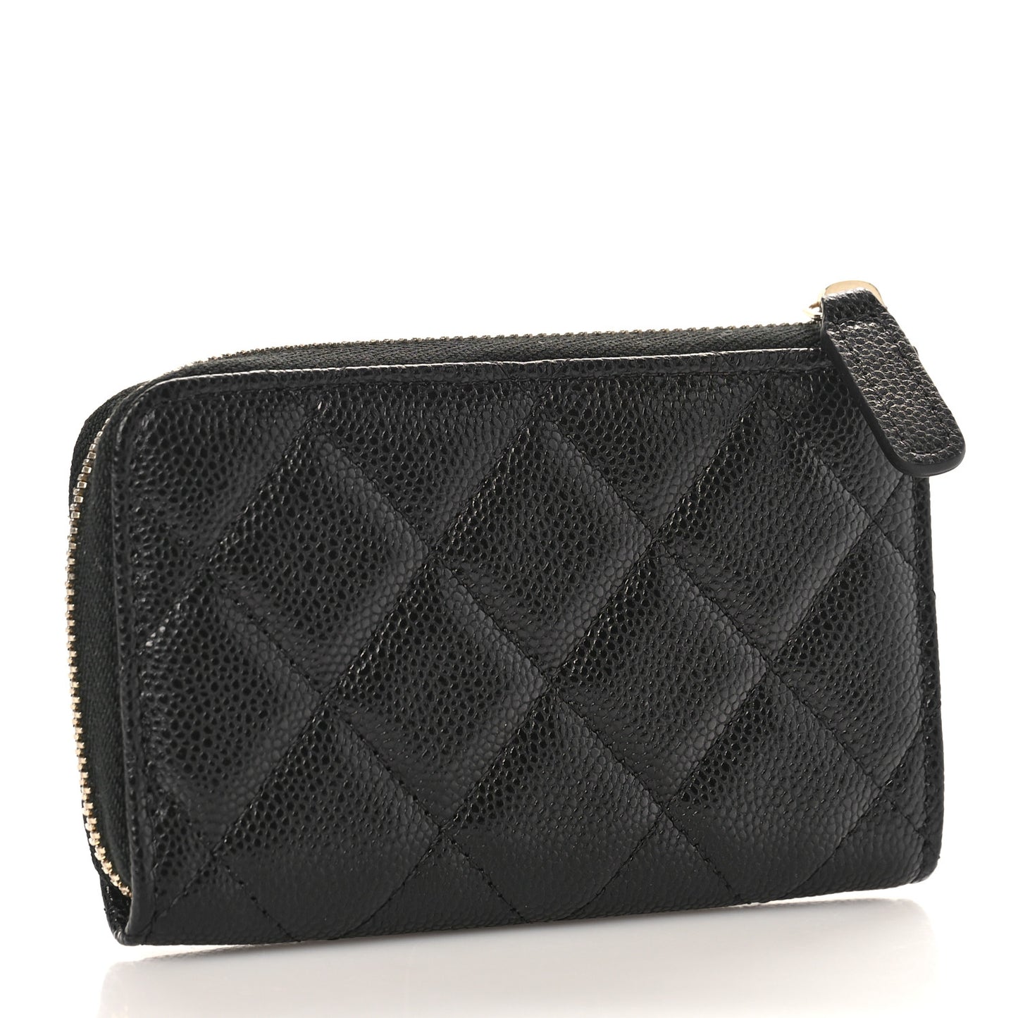 Caviar Quilted Zipped Key Holder Case Black