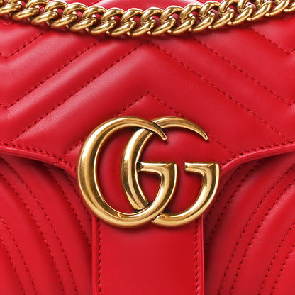 Gucci Calfskin Matelasse Small GG Marmont Shoulder Bag Hibiscus Red 9 of 11
