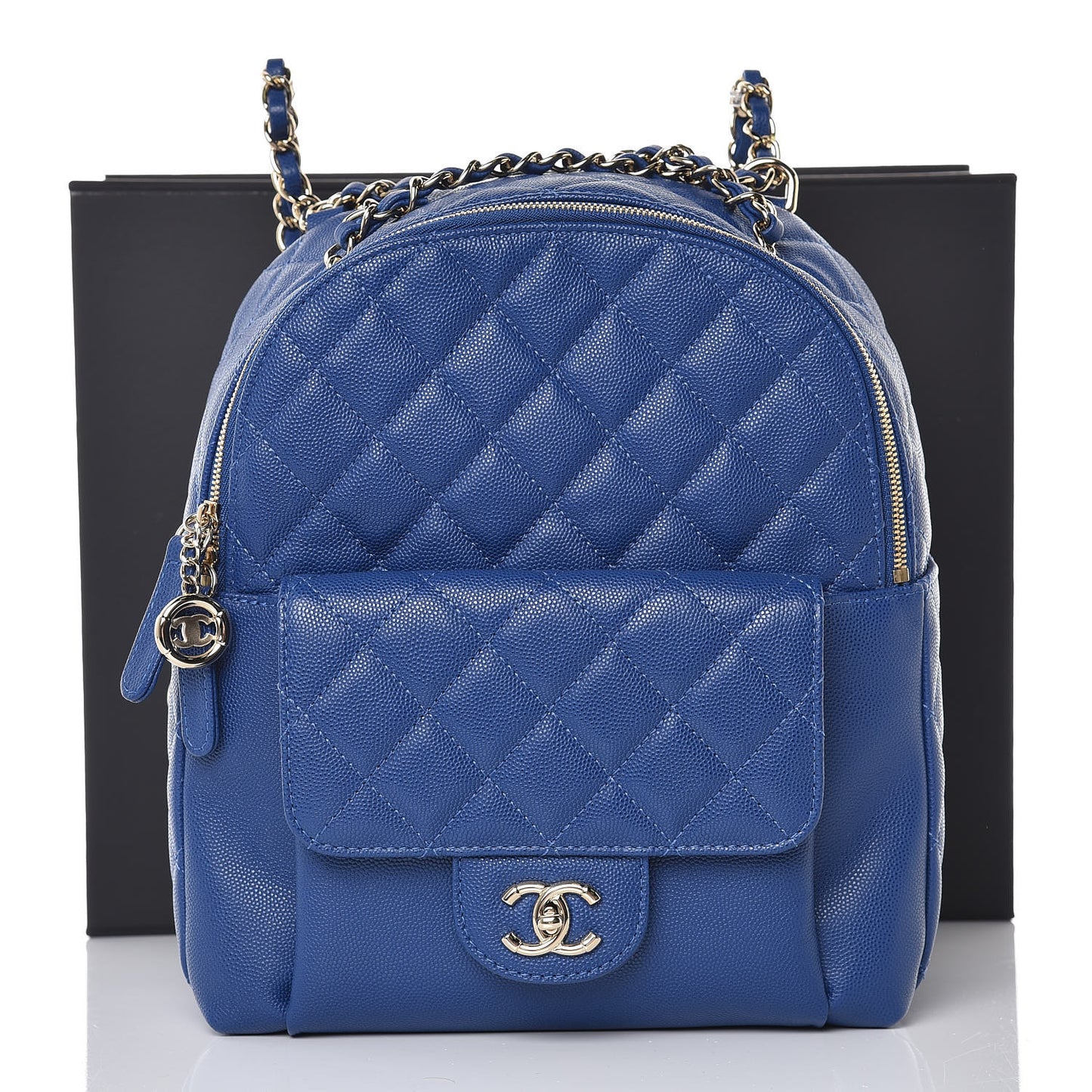 Caviar Quilted Large CC Day Backpack Blue