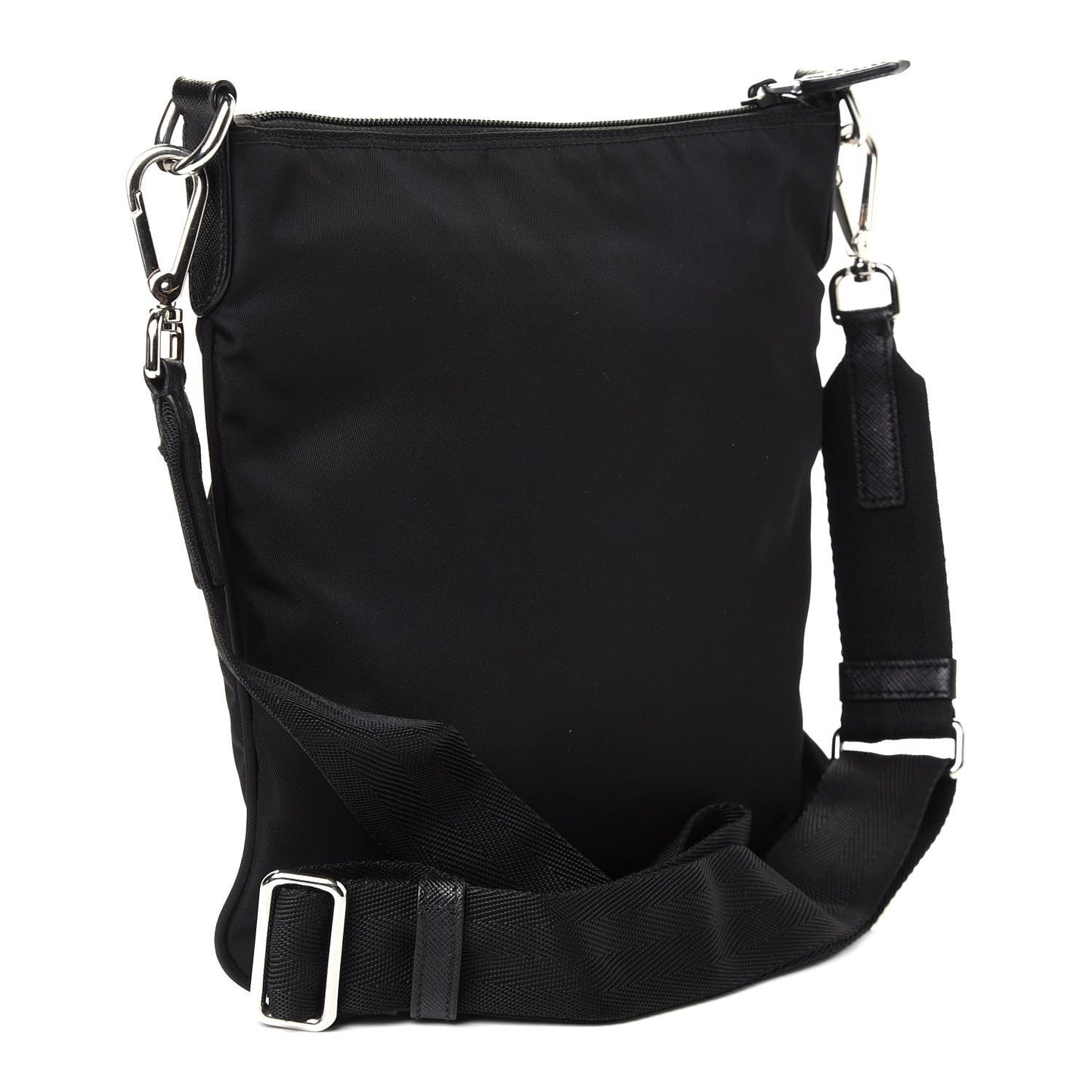 Nylon Saffiano Flat Messenger Bag Black