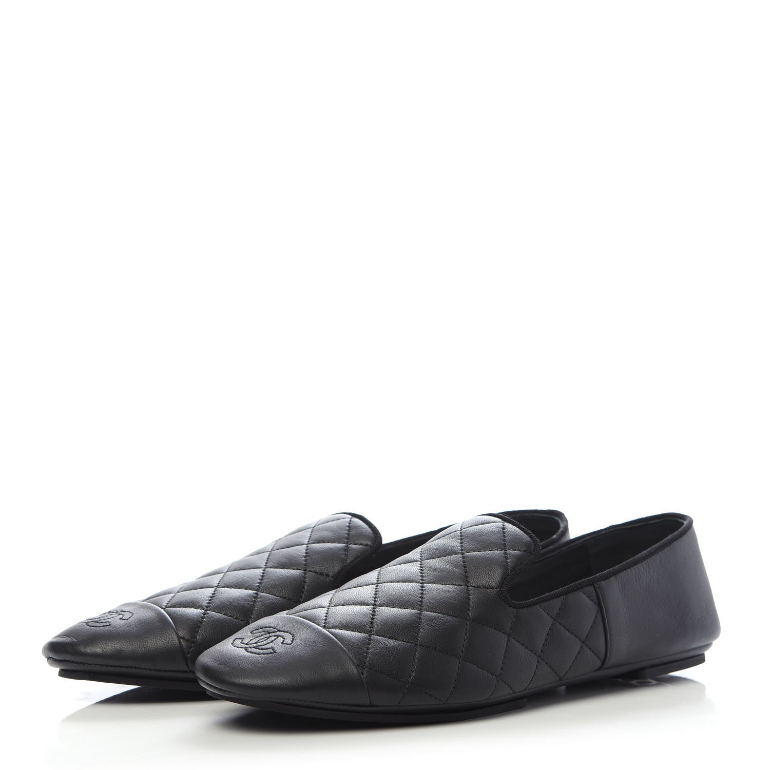 Chanel Lambskin Quilted Cap Toe Slipper With Pouch 39 Black 3 of 10