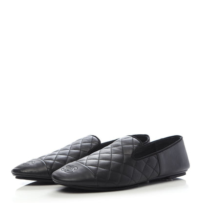 Chanel Lambskin Quilted Cap Toe Slipper With Pouch 39 Black 3 of 10