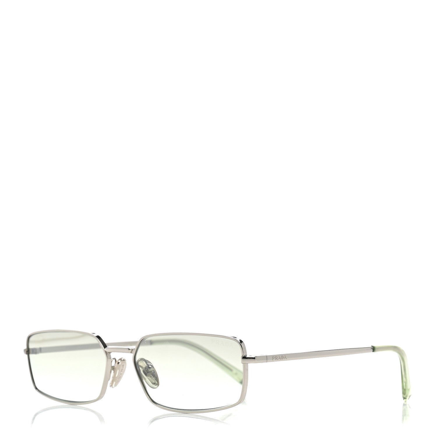 Prada Metal Rectangular Sunglasses SPR A60 Light Green Silver 1 of 8