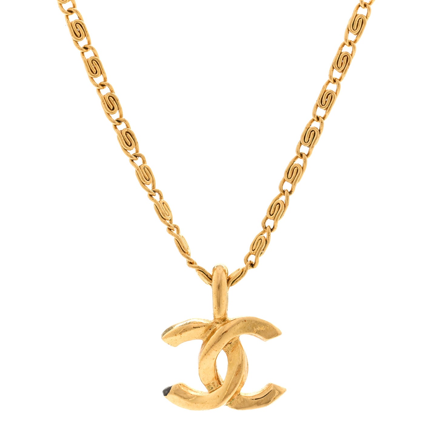 Metal CC Necklace Gold