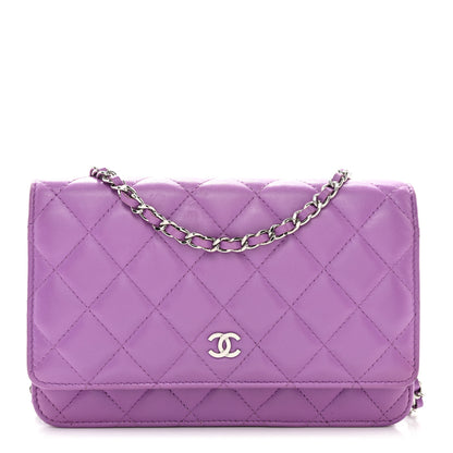 Chanel Lambskin Quilted Wallet On Chain WOC Purple 1 of 12