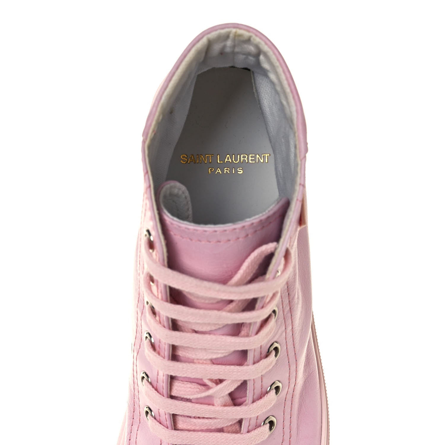 Saint Laurent Calfskin Bedford Emblem Hightop Sneakers 39 Pastel Pink 7 of 12