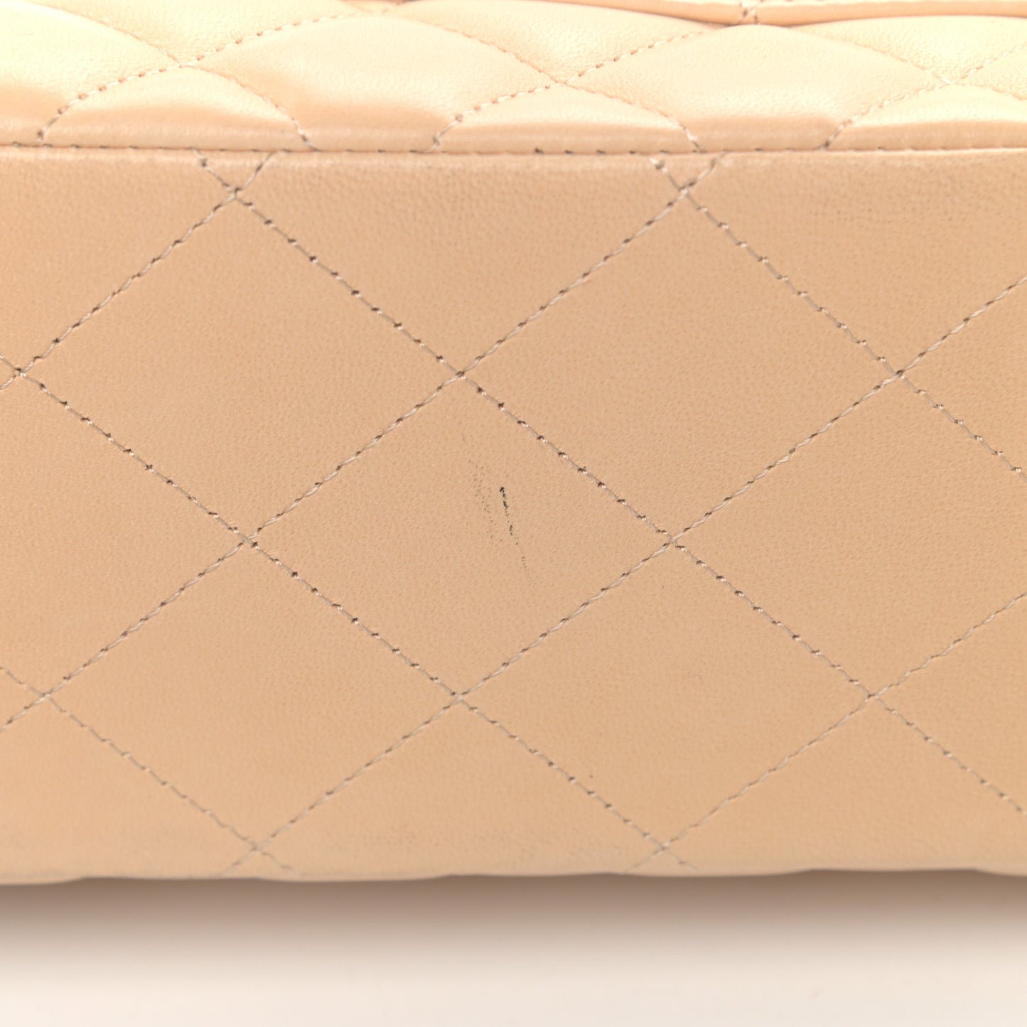 Lambskin Quilted Jumbo Double Flap Beige Clair
