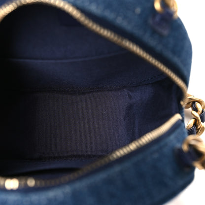 Chanel Denim Quilted Chanel 19 Round Clutch With Chain Blue 5 of 9