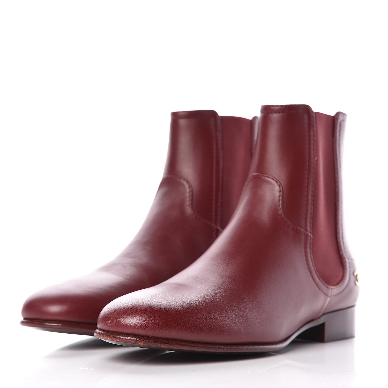 Chanel Calfskin Chelsea CC Short Boots 37.5 Bordeaux 2 of 10