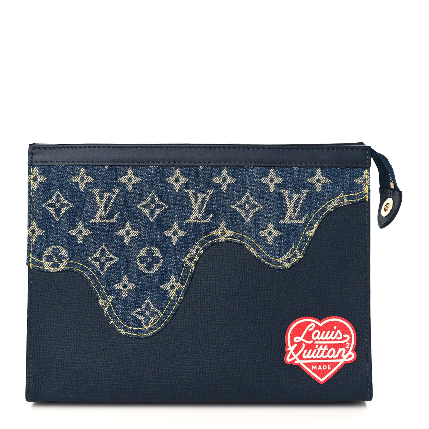 X NIGO Taurillon Monogram Denim Drip Pochette Voyage MM Blue