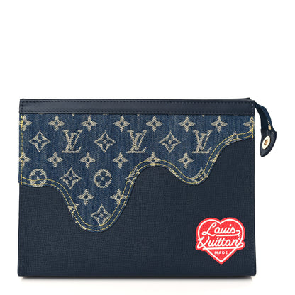 Louis Vuitton X NIGO Taurillon Monogram Denim Drip Pochette Voyage MM Blue 1 of 6