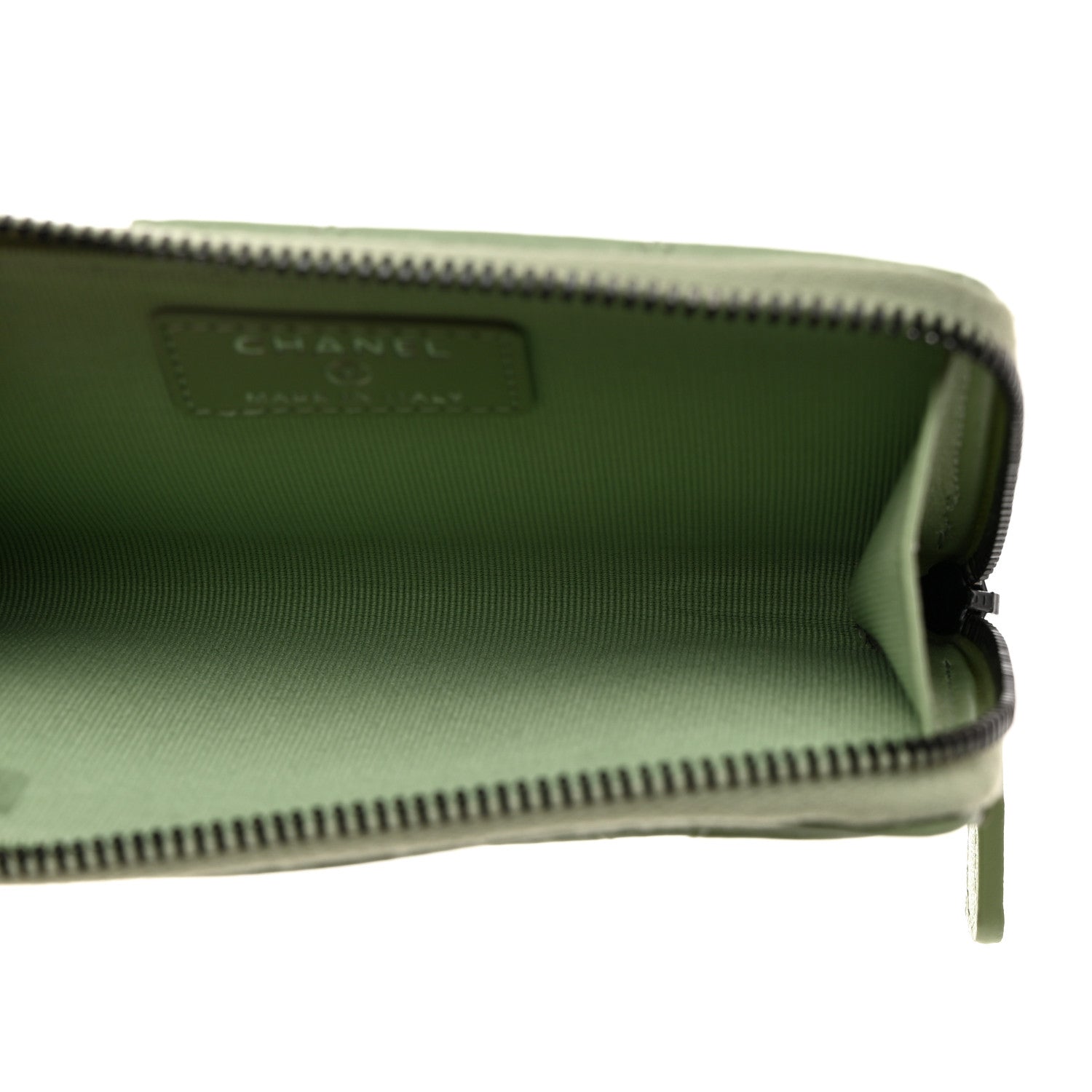 Chanel Lambskin Quilted CC Zip Around Card Holder Light Green 6 of 8