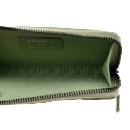 Chanel Lambskin Quilted CC Zip Around Card Holder Light Green 6 of 8