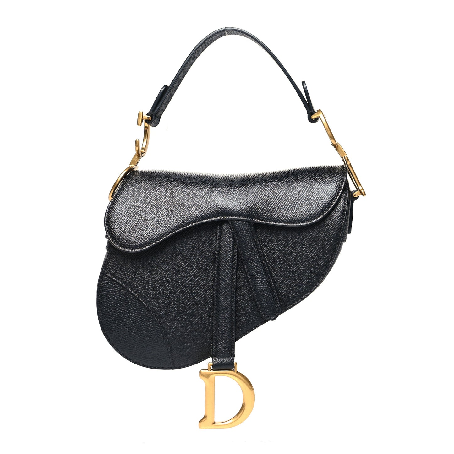 Grained Calfskin Mini Saddle Bag Black