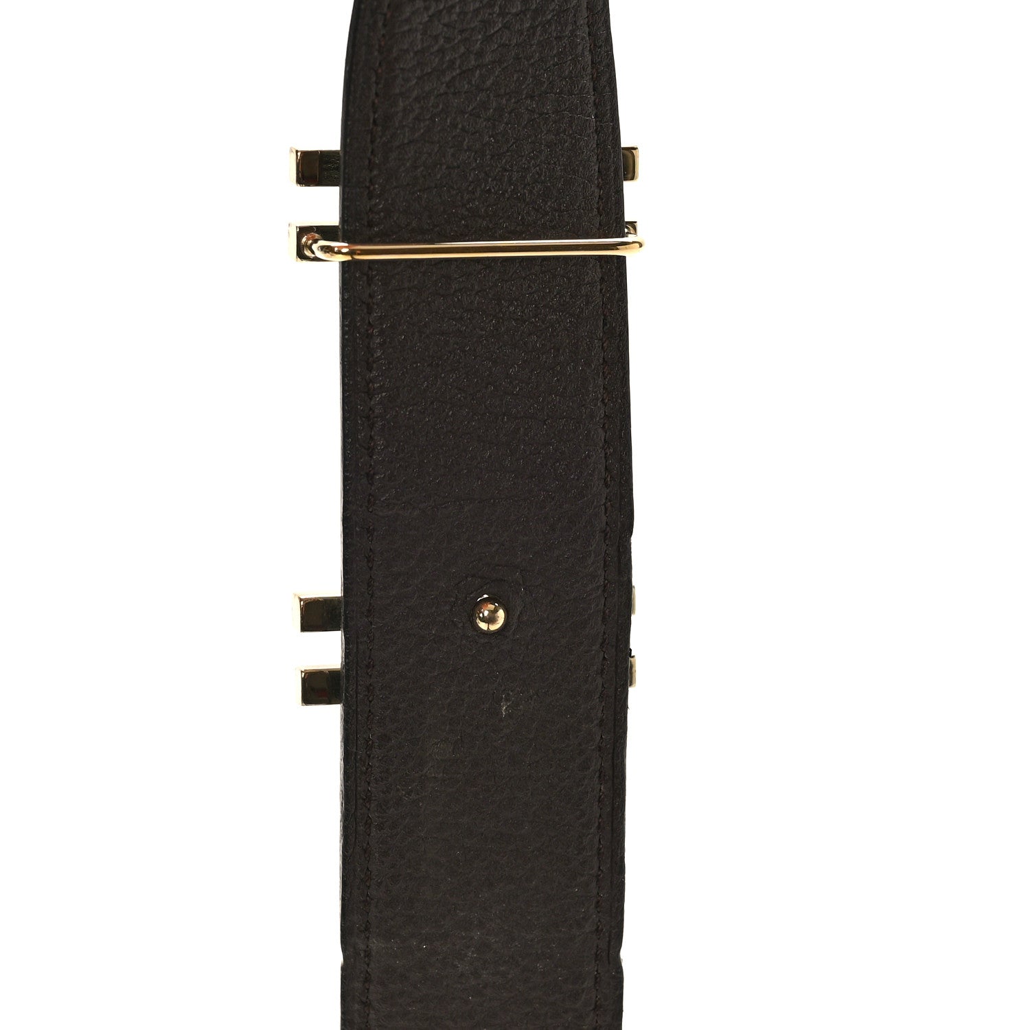 Hermes Box Togo 32mm Au Carre H Belt 90 36 Black Chocolate 7 of 7
