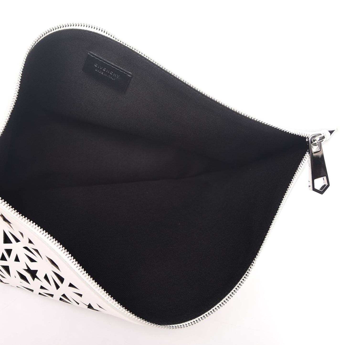 Lambskin Star Print Large Pandora Pouch White Black