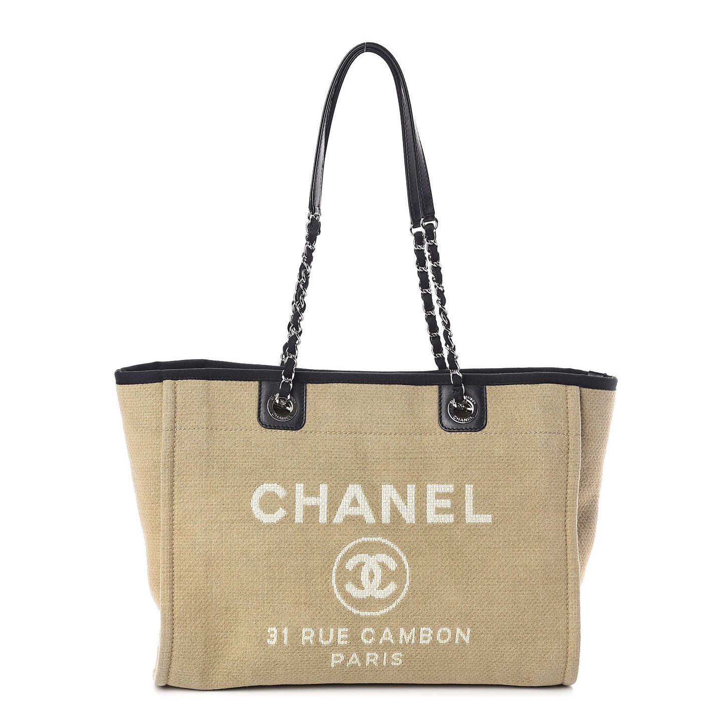 Canvas Large Deauville Tote Beige Black
