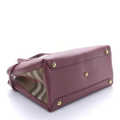 Burberry Grainy Calfskin House Check Small Banner Tote Crimson 4 of 9