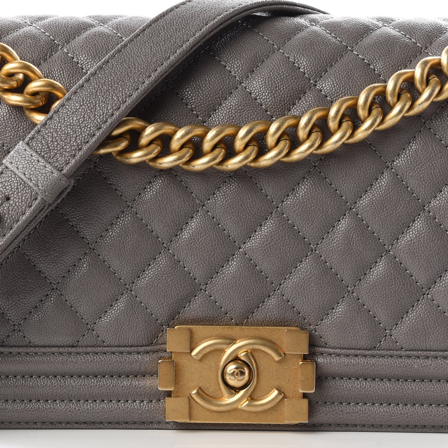 Chanel Caviar Quilted Medium Boy Flap Grey 11 of 12