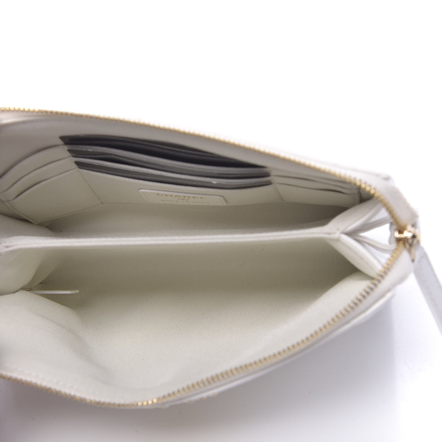 Chanel Shiny Goatskin Quilted 19 Small Pouch With Handle White 5 of 10