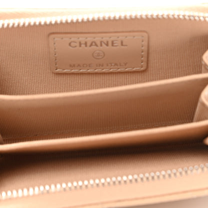 Chanel Caviar Quilted Zip Around Coin Purse Beige 5 of 8