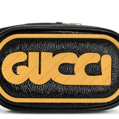 Gucci Patent Rubber Game Patch Logo Belt Bag 95 38 Black 9 of 14