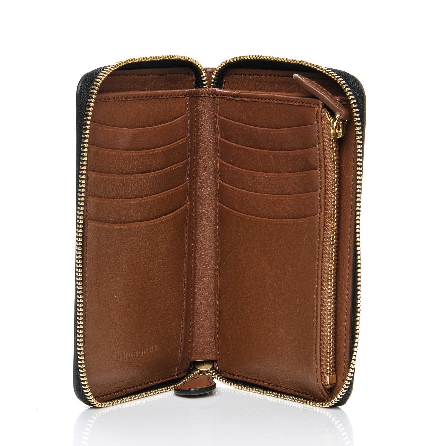 Burberry Calfskin Horseferry Check Medium Marston Zip Around Wallet Tan 5 of 8