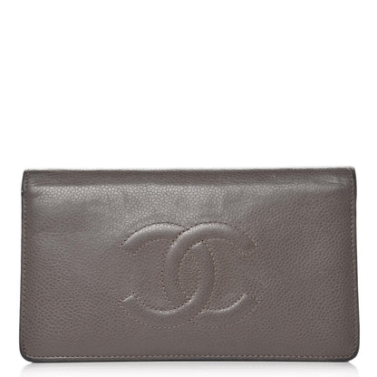 Chanel Caviar Timeless CC Yen Wallet Grey 1 of 14